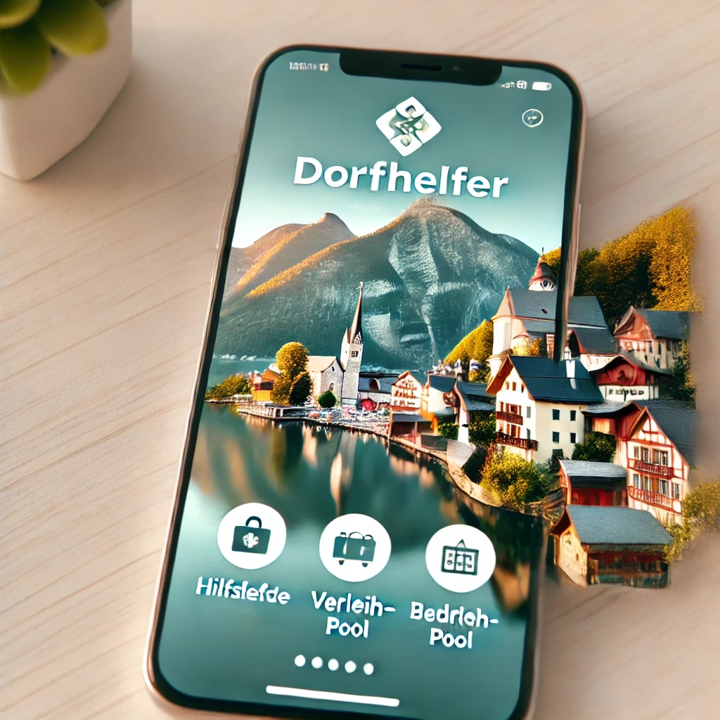 Bayerisches Dorf mit Kirche und Alpenpanorama